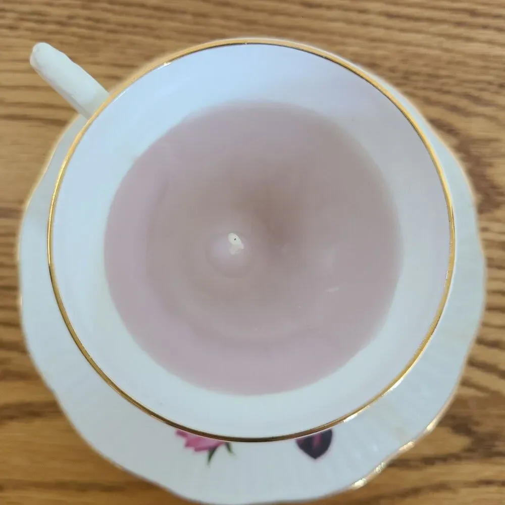 Vintage Tea Cup And Saucer Candle Floral Fragrance Royal Dover China Unlit